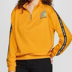 MTV Mustard Half-Zip Sweater with Logo